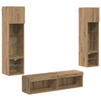 Unità TV da Parete 6 pcs Rovere artigianale Legno multistrato