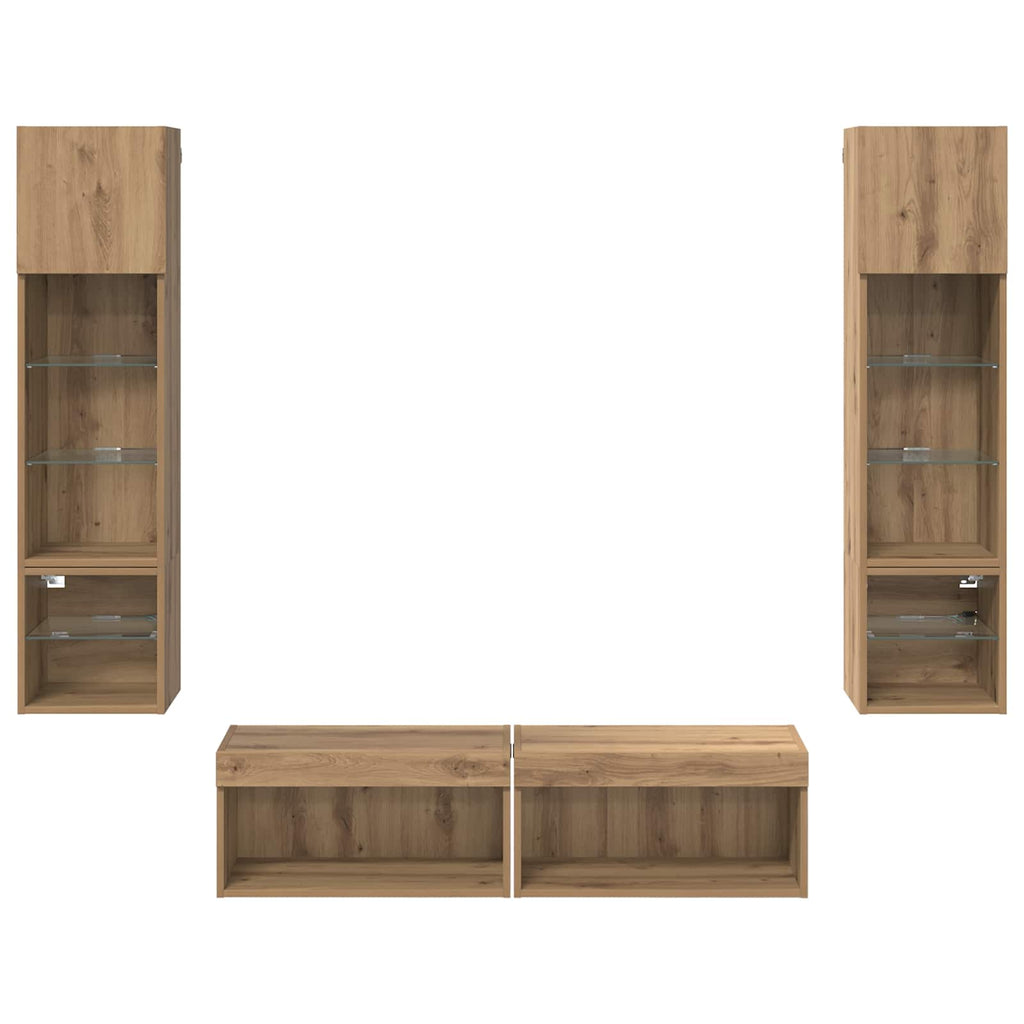 Unità TV da Parete 6 pcs Rovere artigianale Legno multistrato