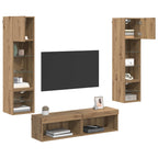 Unità TV da Parete 6 pcs Rovere artigianale Legno multistrato