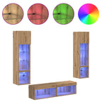 Unità TV da Parete 6 pcs Rovere artigianale Legno multistrato