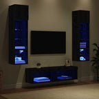 Unità TV da Parete 6 pcs Rovere Nero Legno multistrato
