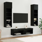 Unità TV da Parete 6 pcs Rovere Nero Legno multistrato