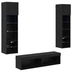 Unità TV da Parete 6 pcs Rovere Nero Legno multistrato