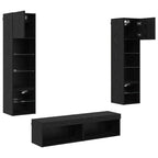 Unità TV da Parete 6 pcs Rovere Nero Legno multistrato