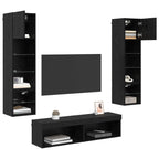 Unità TV da Parete 6 pcs Rovere Nero Legno multistrato