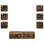 Mobile TV con luci a strisce a LED 8 pcs Legno vecchio Vetro