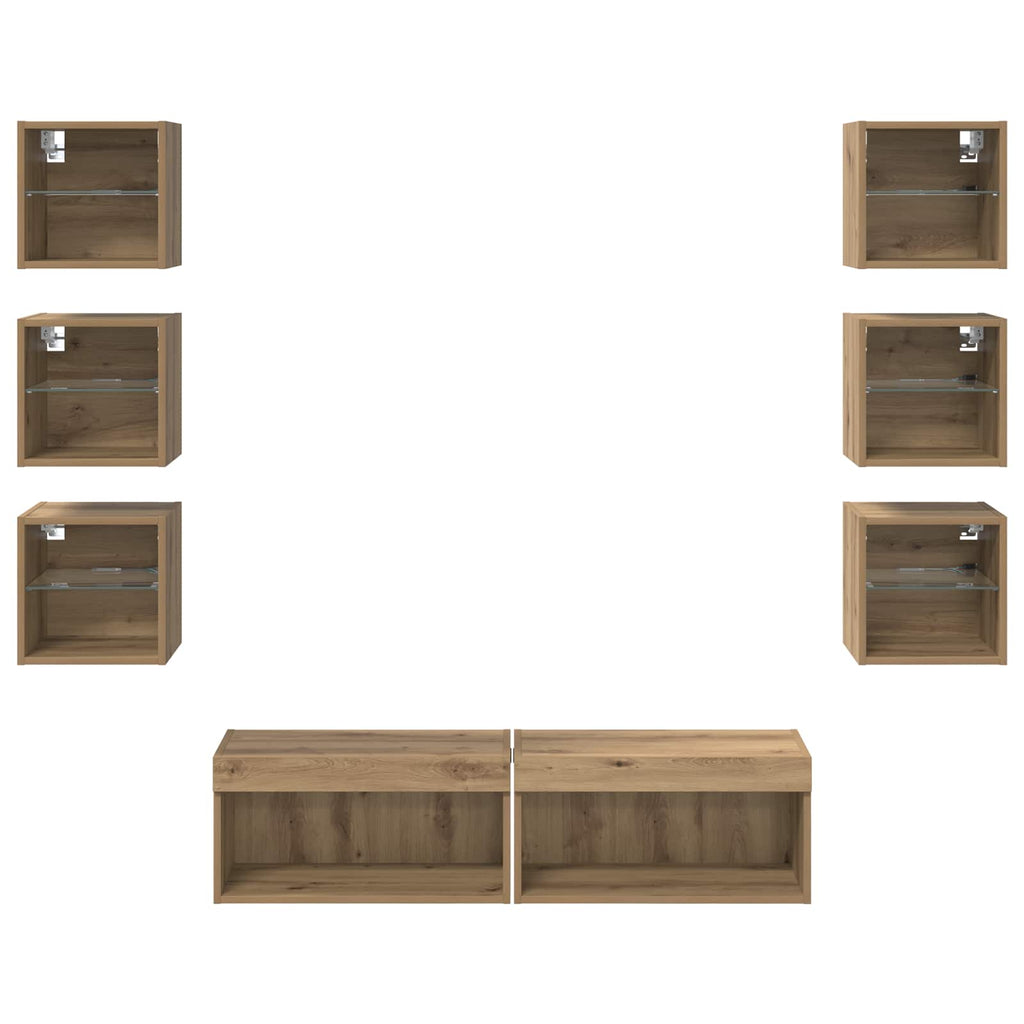 Mobile TV con cassetto 8 pcs Rovere artigianale Vetro