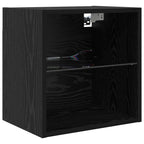 Mobile TV con luci a strisce a LED 8 pcs Rovere Nero Vetro