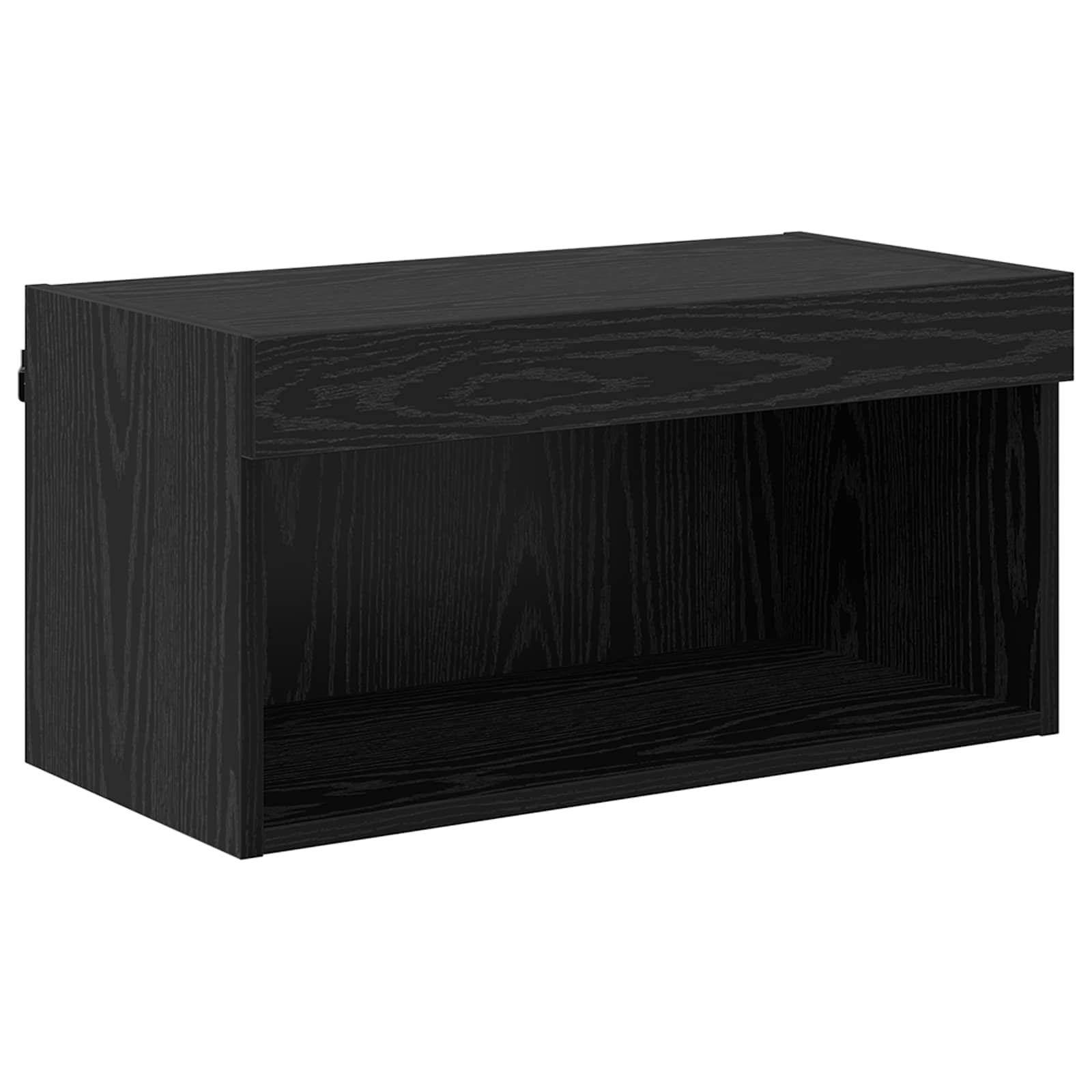 Mobile TV con luci a strisce a LED 8 pcs Rovere Nero Vetro