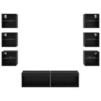 Mobile TV con luci a strisce a LED 8 pcs Rovere Nero Vetro