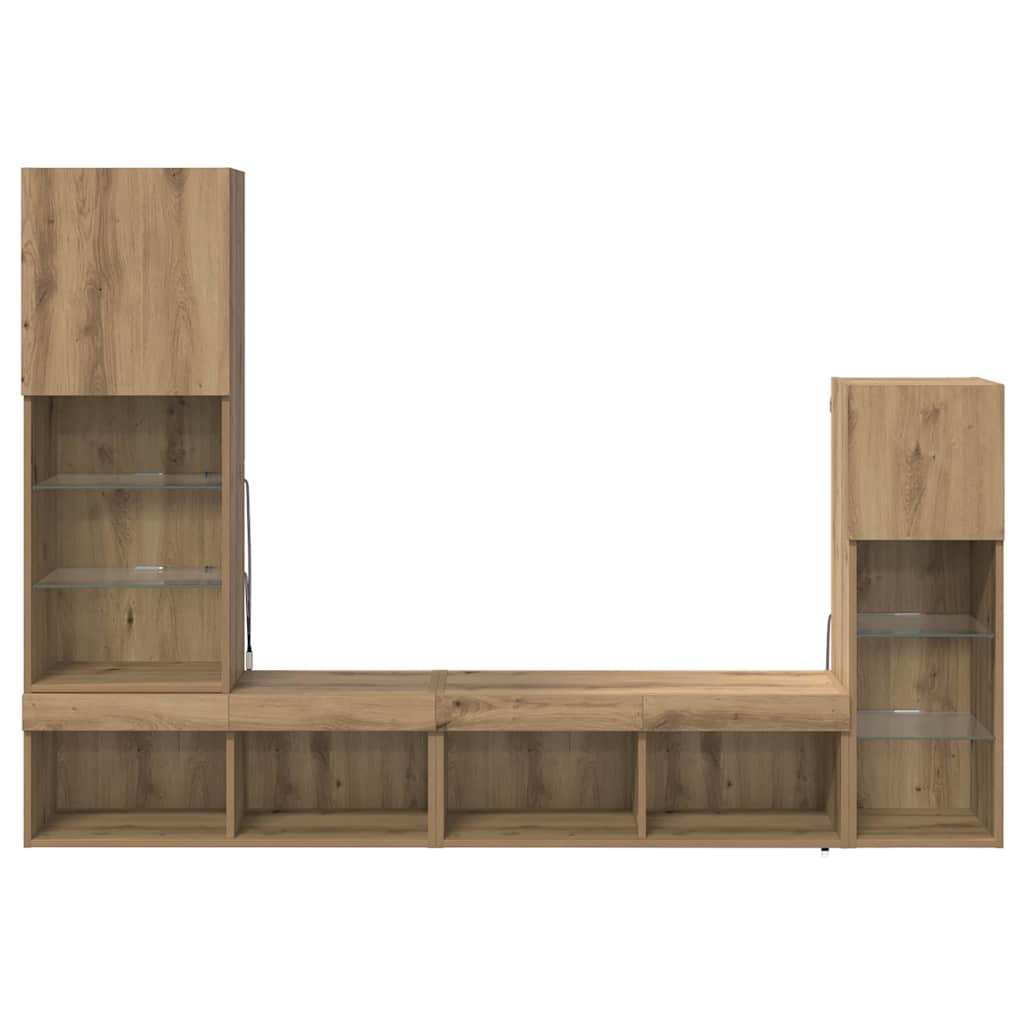 Unità per TV a Muro 4 pcs Rovere artigianale Legno multistrato