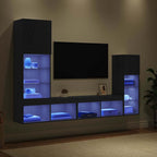 Unità per TV a Muro 4 pcs Rovere Nero Legno multistrato