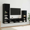 Unità per TV a Muro 4 pcs Rovere Nero Legno multistrato