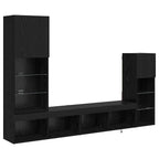 Unità per TV a Muro 4 pcs Rovere Nero Legno multistrato