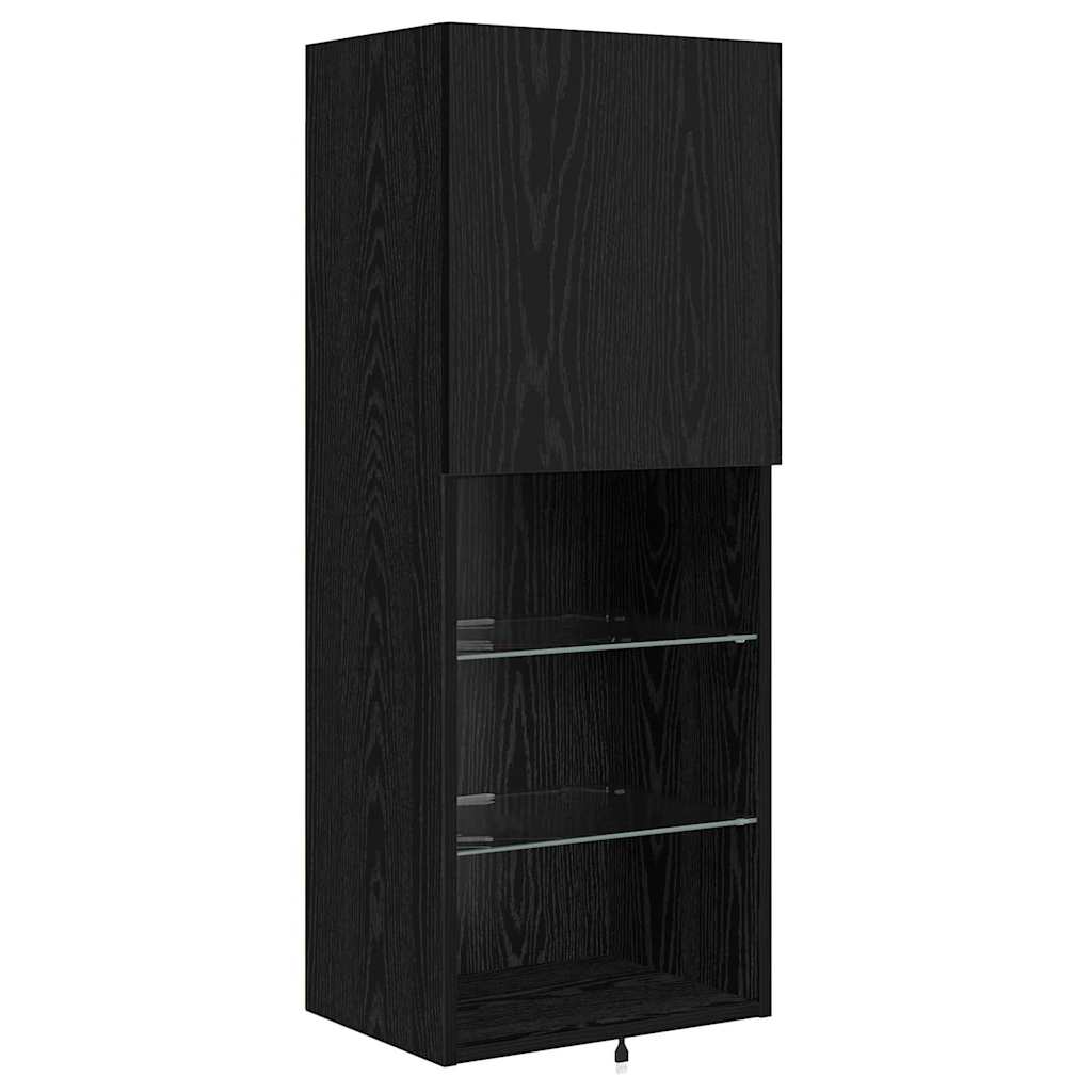 Unità per TV a Muro 4 pcs Rovere Nero Legno multistrato