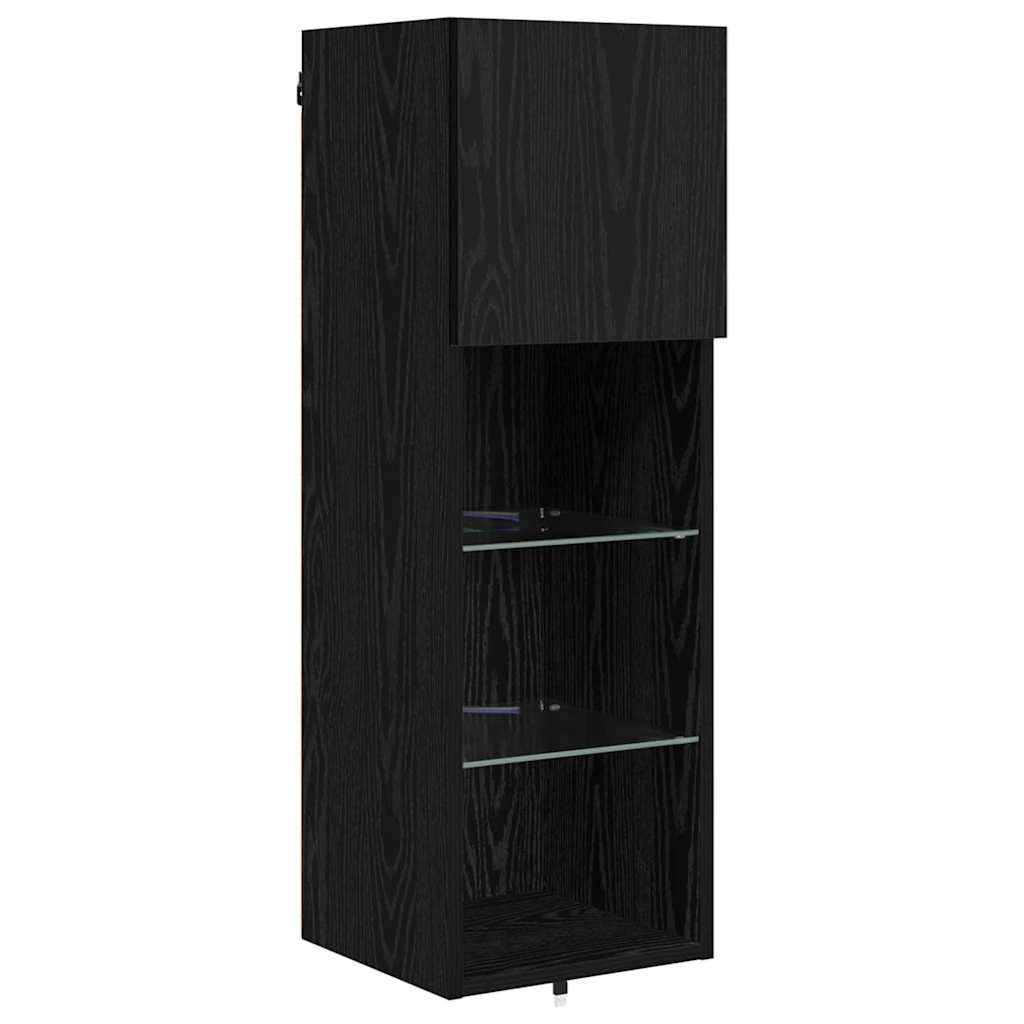 Unità per TV a Muro 4 pcs Rovere Nero Legno multistrato