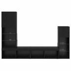 Unità per TV a Muro 4 pcs Rovere Nero Legno multistrato