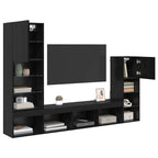 Unità per TV a Muro 4 pcs Rovere Nero Legno multistrato