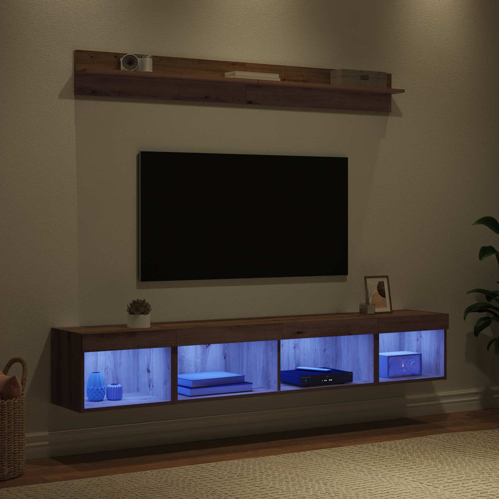Set di Mobiletto da TV a Parete 5 pcs Rovere artigianale