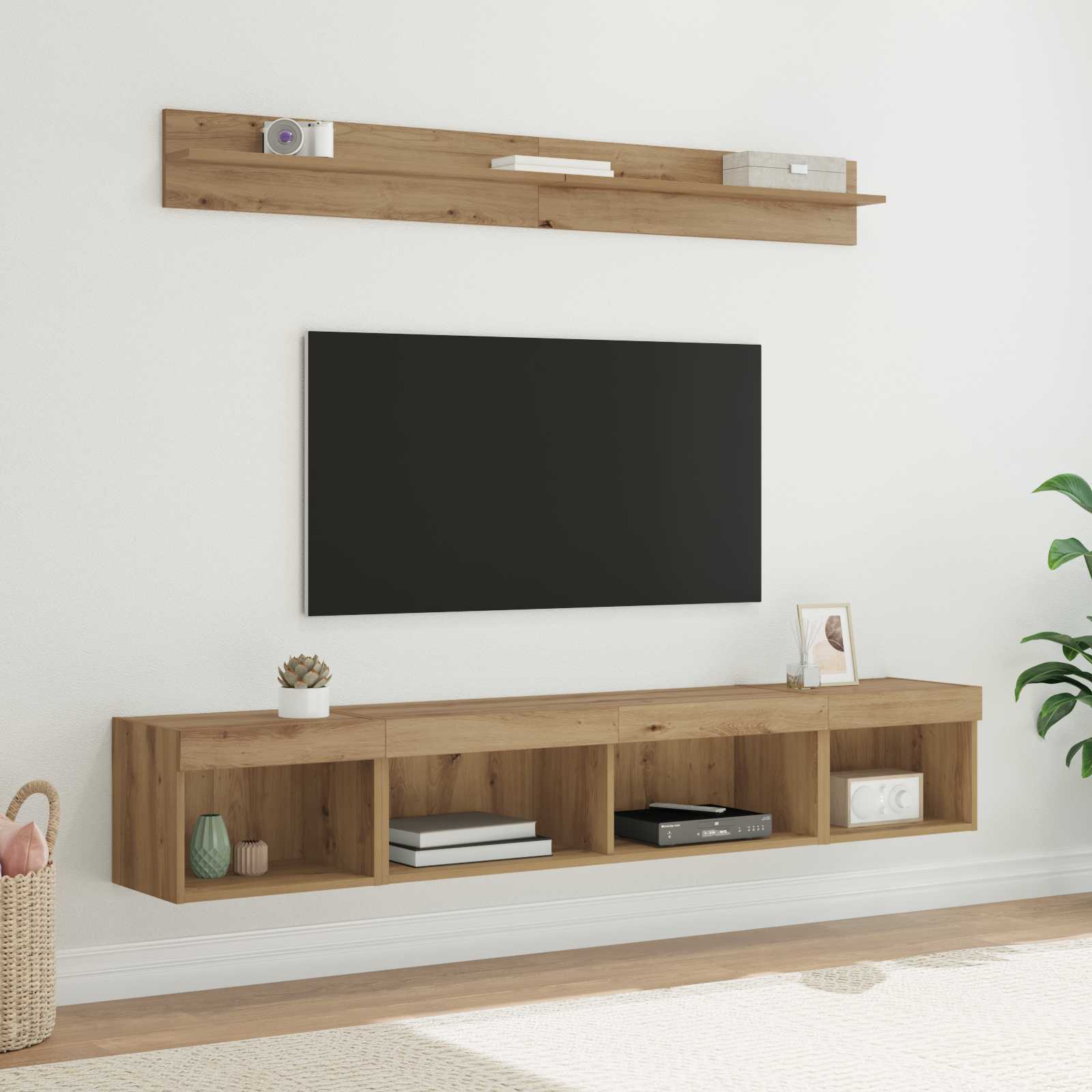 Set di Mobiletto da TV a Parete 5 pcs Rovere artigianale