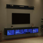 Set di Mobiletto da TV a Parete con led 5 pcs Rovere Nero