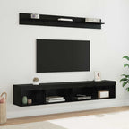 Set di Mobiletto da TV a Parete con led 5 pcs Rovere Nero