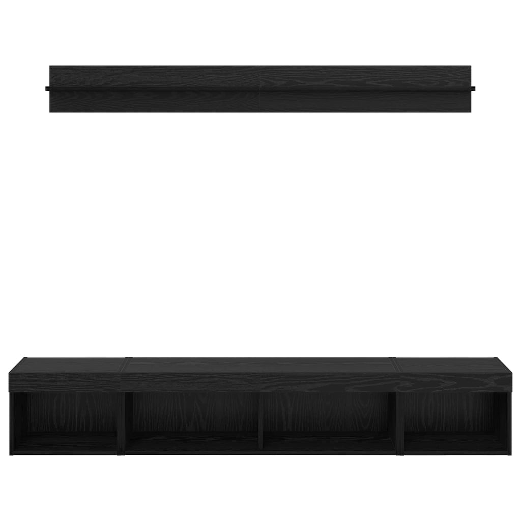 Set di Mobiletto da TV a Parete con led 5 pcs Rovere Nero