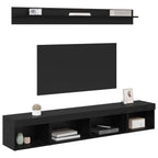 Set di Mobiletto da TV a Parete con led 5 pcs Rovere Nero