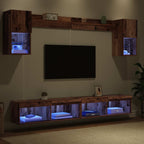 Unità a muro per TV con LED con led 6 pcs Legno vecchio