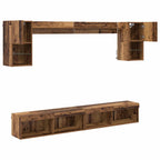 Unità a muro per TV con LED con led 6 pcs Legno vecchio