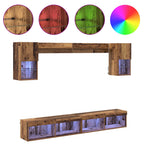 Unità a muro per TV con LED con led 6 pcs Legno vecchio