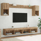 Unità a muro per TV con LED con led 6 pcs Rovere artigianale