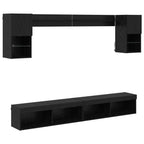 Unità a muro per TV con LED 6 pcs Rovere Nero Legno multistrato