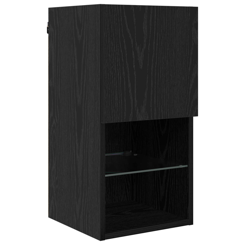 Unità a muro per TV con LED 6 pcs Rovere Nero Legno multistrato