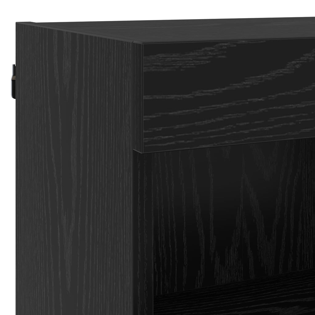 Unità a muro per TV con LED 5 pcs Rovere Nero Legno multistrato