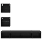 Unità a muro per TV con LED 5 pcs Rovere Nero Legno multistrato