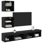 Unità a muro per TV con LED 5 pcs Rovere Nero Legno multistrato