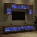 Unità a muro per TV con LED 6 pcs Rovere artigianale
