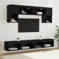 Unità a muro per TV con LED 6 pcs Rovere Nero Legno multistrato