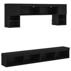 Unità a muro per TV con LED 6 pcs Rovere Nero Legno multistrato