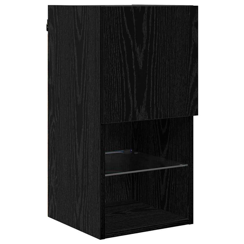 Unità a muro per TV con LED 6 pcs Rovere Nero Legno multistrato