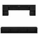 Unità a muro per TV con LED 6 pcs Rovere Nero Legno multistrato
