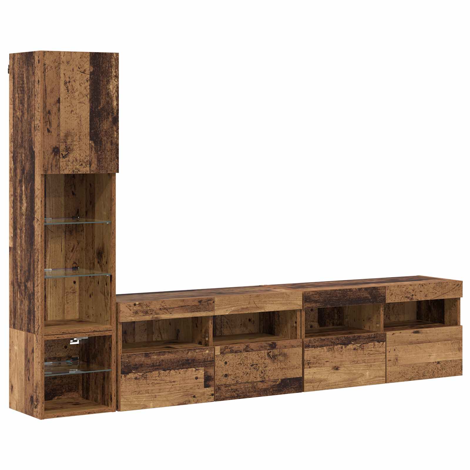 Unità TV da Parete 4 pcs Legno vecchio Legno multistrato