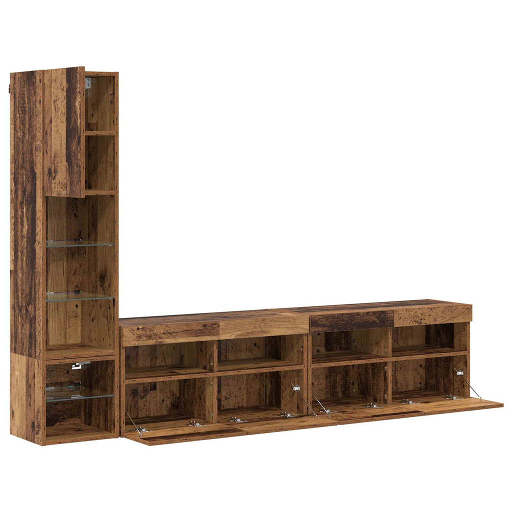 Unità TV da Parete 4 pcs Legno vecchio Legno multistrato