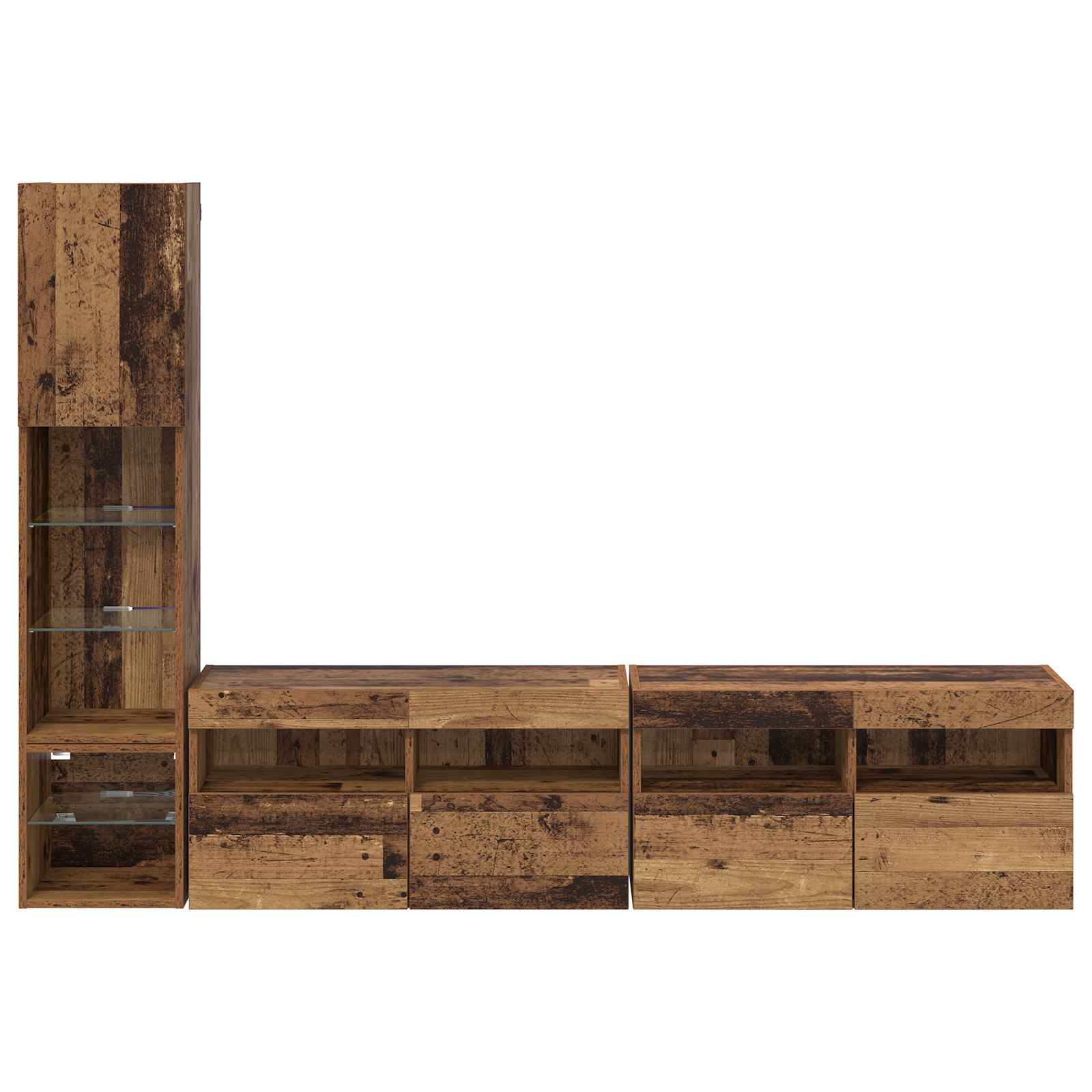 Unità TV da Parete 4 pcs Legno vecchio Legno multistrato