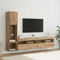 Unità TV da Parete 4 pcs Rovere artigianale Legno multistrato