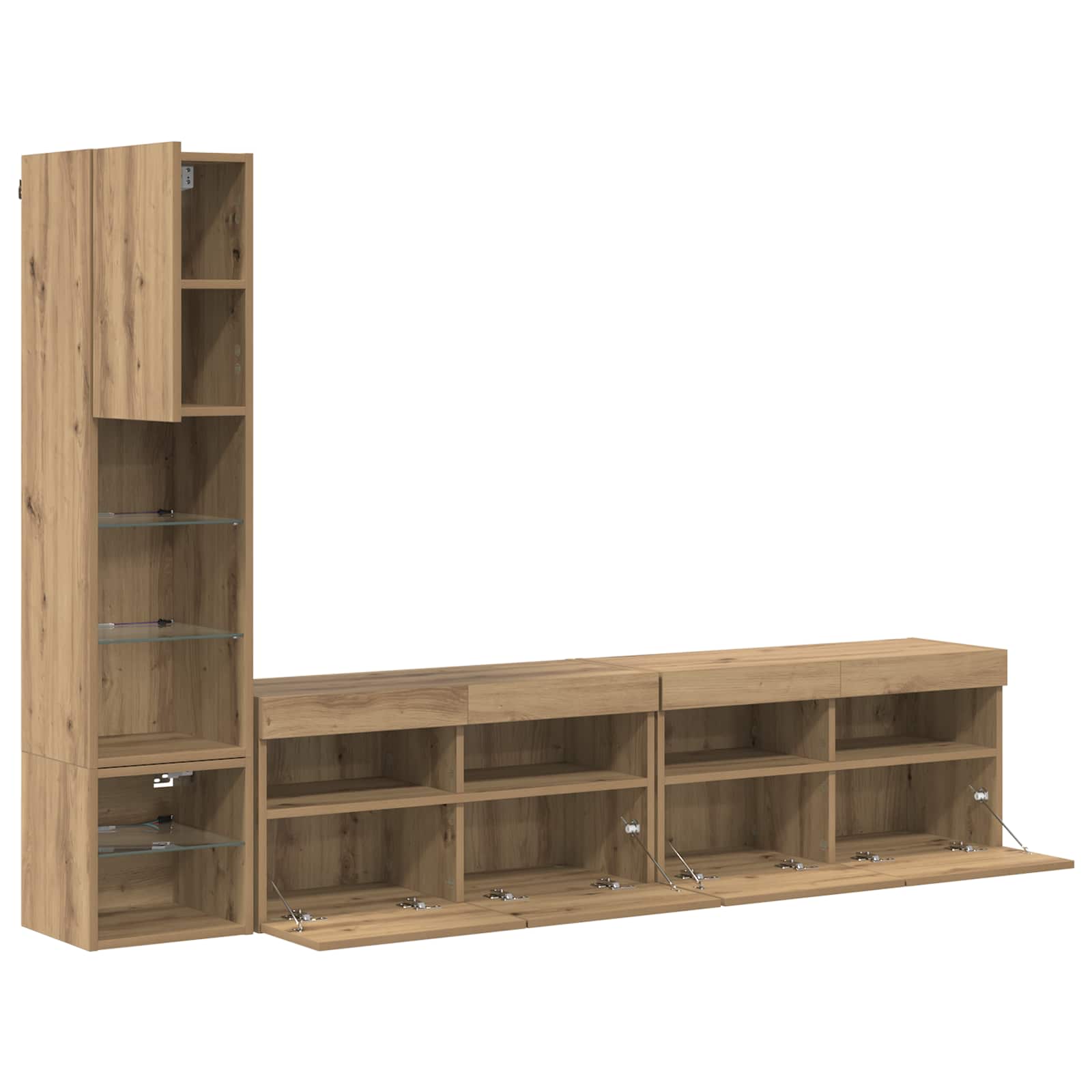 Unità TV da Parete 4 pcs Rovere artigianale Legno multistrato