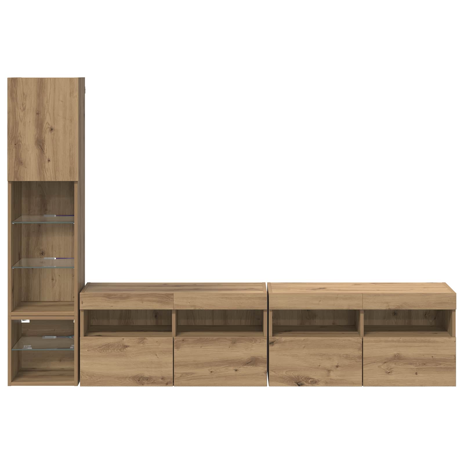 Unità TV da Parete 4 pcs Rovere artigianale Legno multistrato