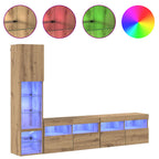 Unità TV da Parete 4 pcs Rovere artigianale Legno multistrato