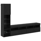 Unità TV da Parete con led 4 pcs Rovere Nero Legno multistrato